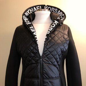 Michael Kors Black Mixed Media Quilted Puffer Jack
